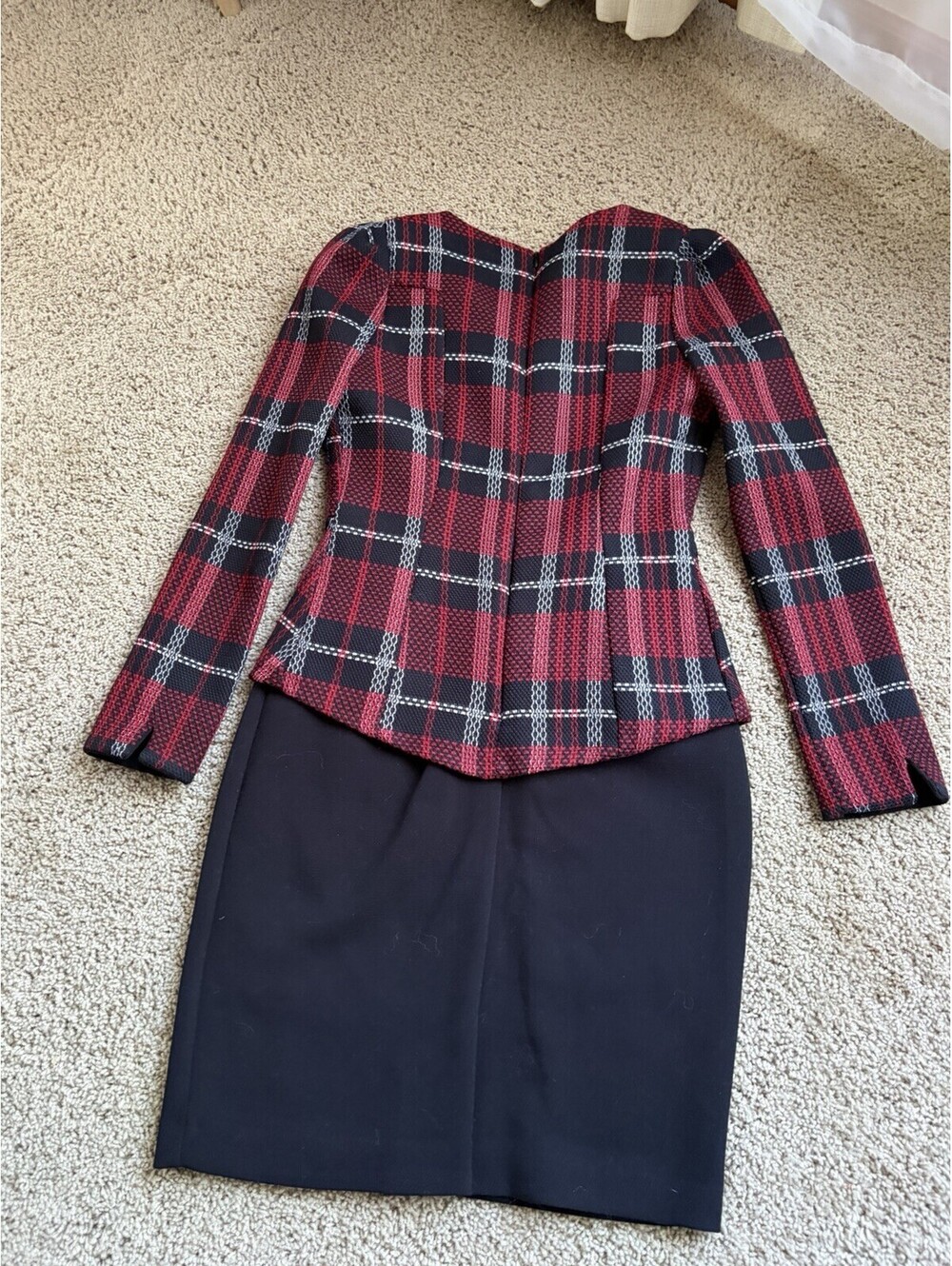 peplum dress Isabel Marant red tartan plaid Top waist over  pencil skirt S Small